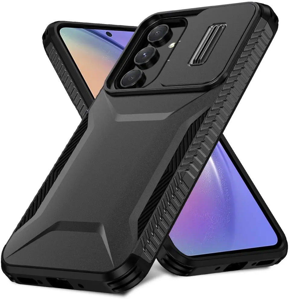 Samsung Galaxy A54 Hoesje Camera Slider Back Cover Schokbestendig Zwart afbeelding 2