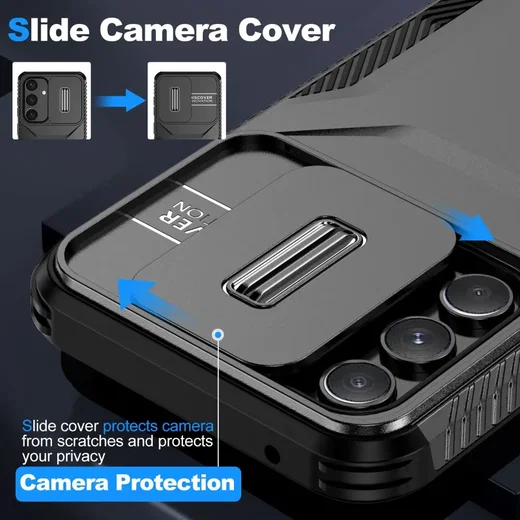 Samsung Galaxy A54 Hoesje Camera Slider Back Cover Schokbestendig Zwart afbeelding 7