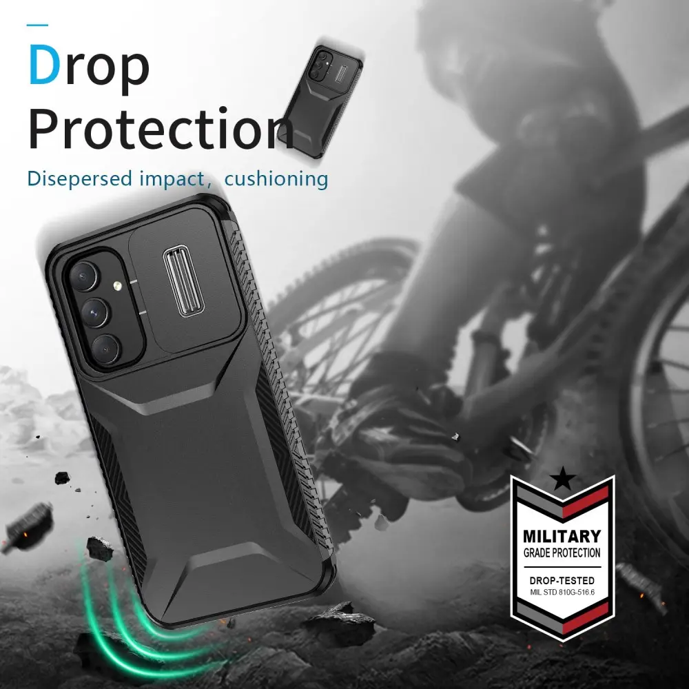 Samsung Galaxy A54 Hoesje Camera Slider Back Cover Schokbestendig Zwart afbeelding 9