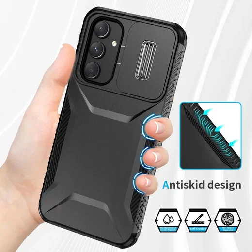 Samsung Galaxy A54 Hoesje Camera Slider Back Cover Schokbestendig Zwart afbeelding 8