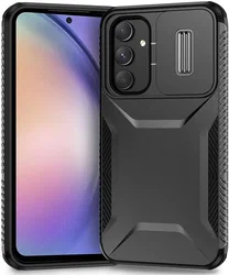 Samsung Galaxy A54 Hoesje Camera Slider Back Cover Schokbestendig Zwart afbeelding