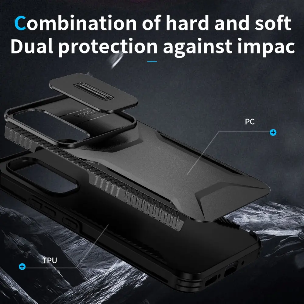 Samsung Galaxy A54 Hoesje Camera Slider Back Cover Schokbestendig Zwart afbeelding 6