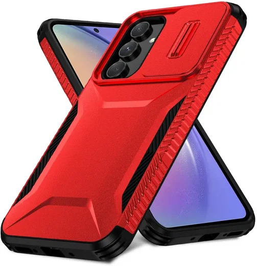 Samsung Galaxy A54 Hoesje Camera Slider Back Cover Schokbestendig Rood afbeelding 2