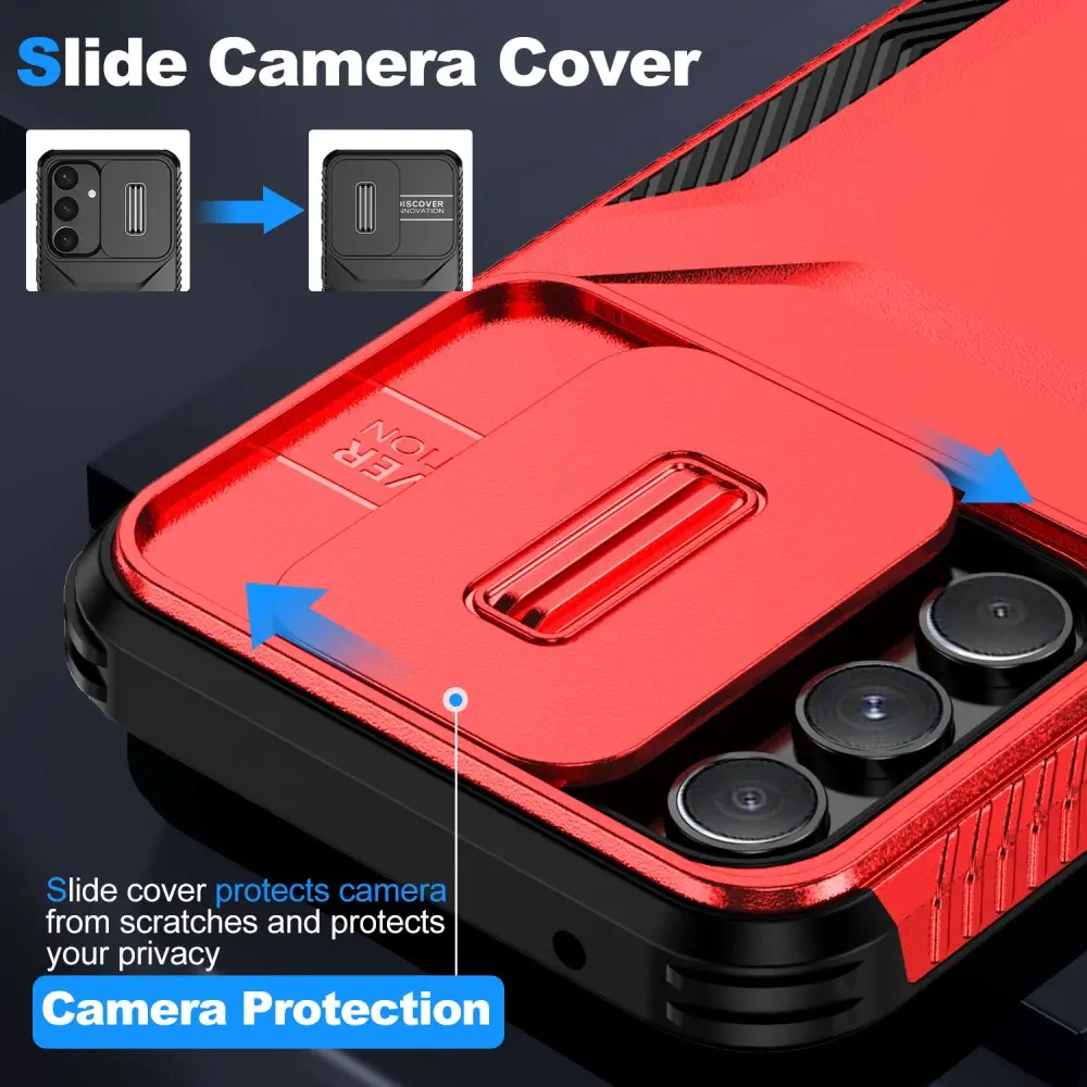 Samsung Galaxy A54 Hoesje Camera Slider Back Cover Schokbestendig Rood afbeelding 7
