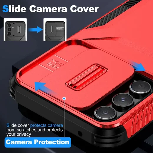 Samsung Galaxy A54 Hoesje Camera Slider Back Cover Schokbestendig Rood afbeelding 7