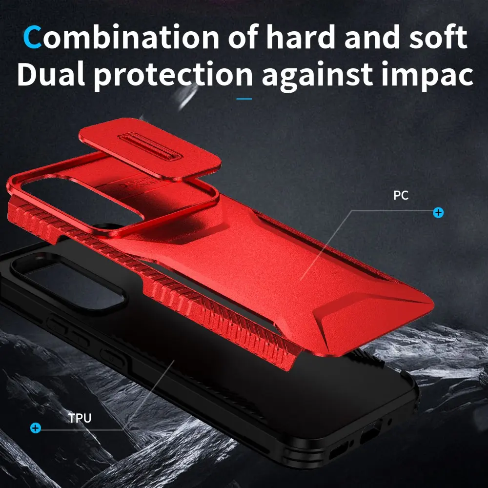 Samsung Galaxy A54 Hoesje Camera Slider Back Cover Schokbestendig Rood afbeelding 6