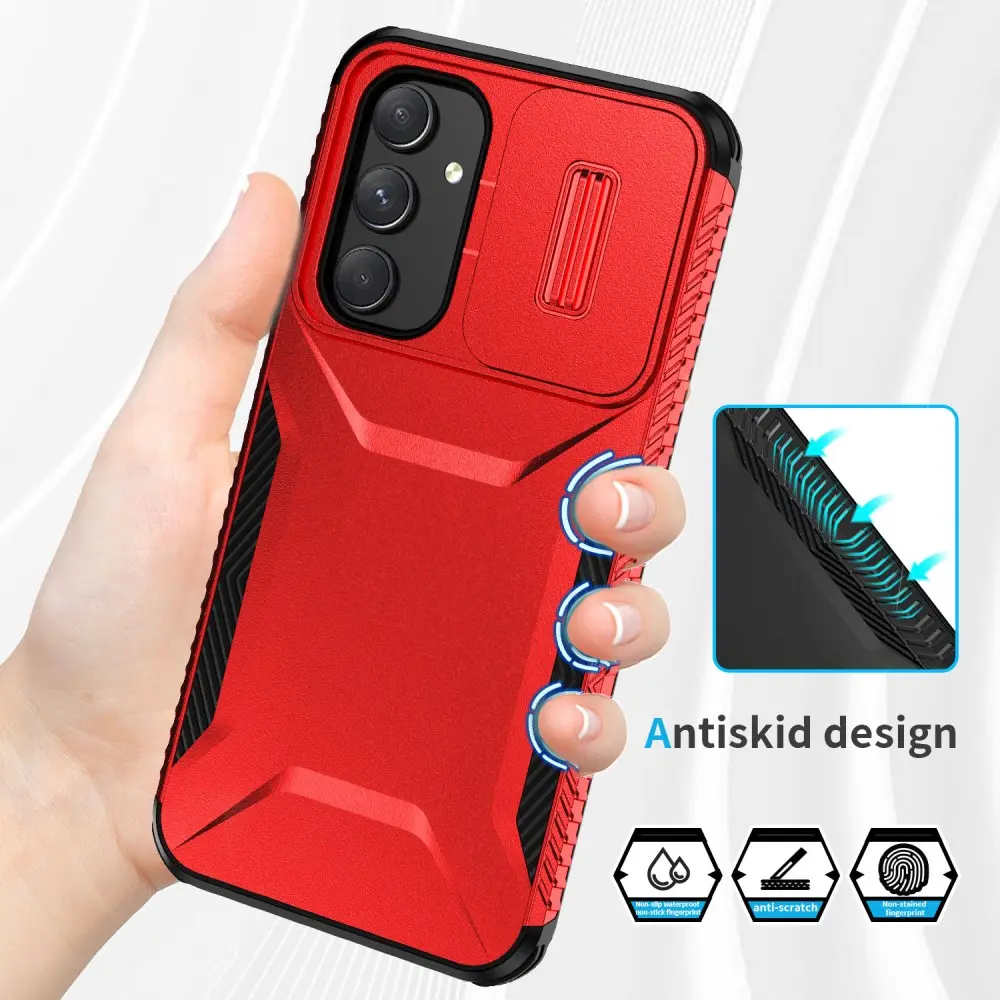 Samsung Galaxy A54 Hoesje Camera Slider Back Cover Schokbestendig Rood afbeelding 8