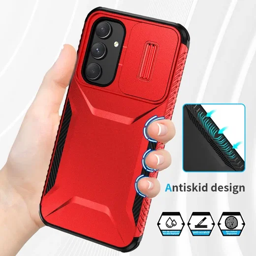 Samsung Galaxy A54 Hoesje Camera Slider Back Cover Schokbestendig Rood afbeelding 8