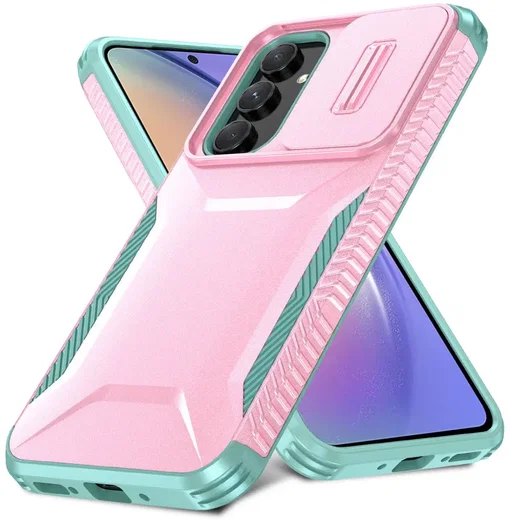 Samsung Galaxy A54 Hoesje Camera Slider Back Cover Schokbestendig Roze afbeelding 2