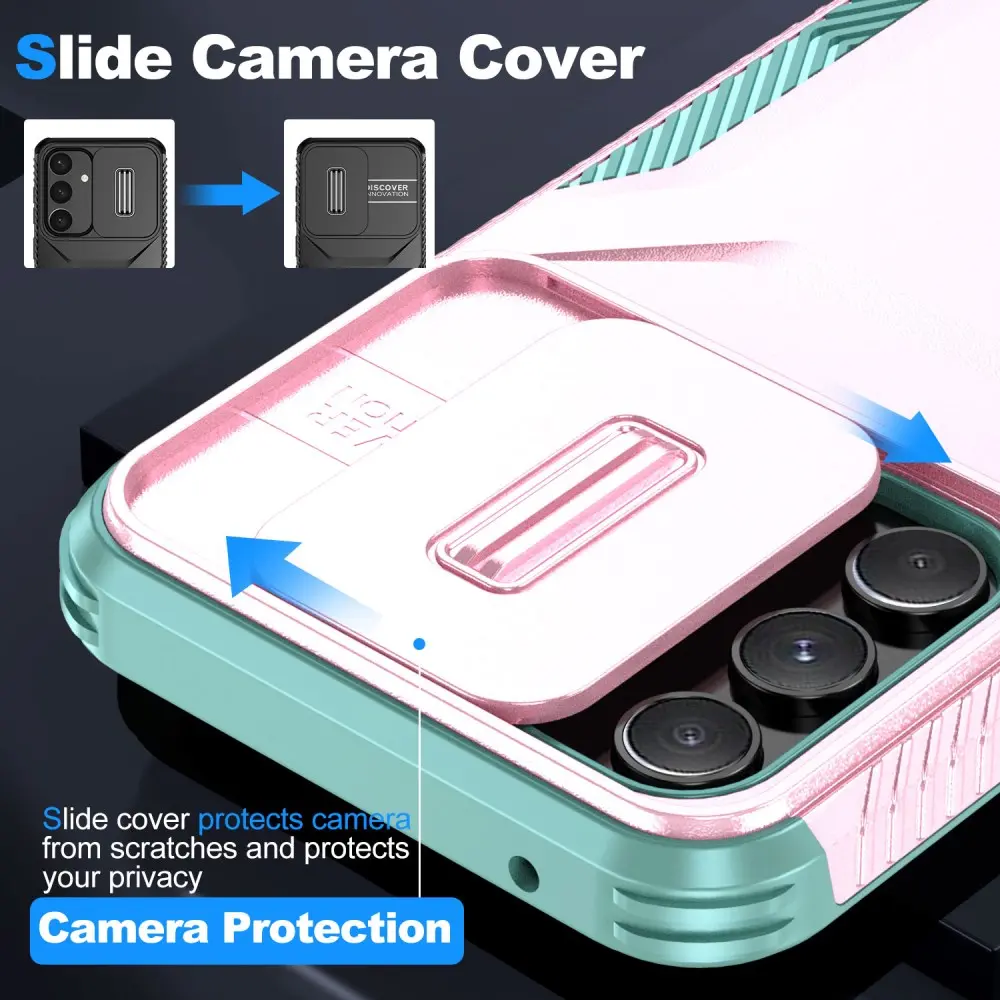 Samsung Galaxy A54 Hoesje Camera Slider Back Cover Schokbestendig Roze afbeelding 7