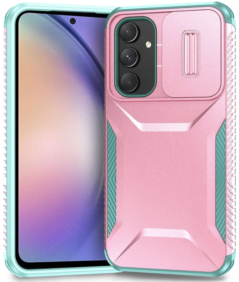 Samsung Galaxy A54 Hoesje Camera Slider Back Cover Schokbestendig Roze afbeelding 1