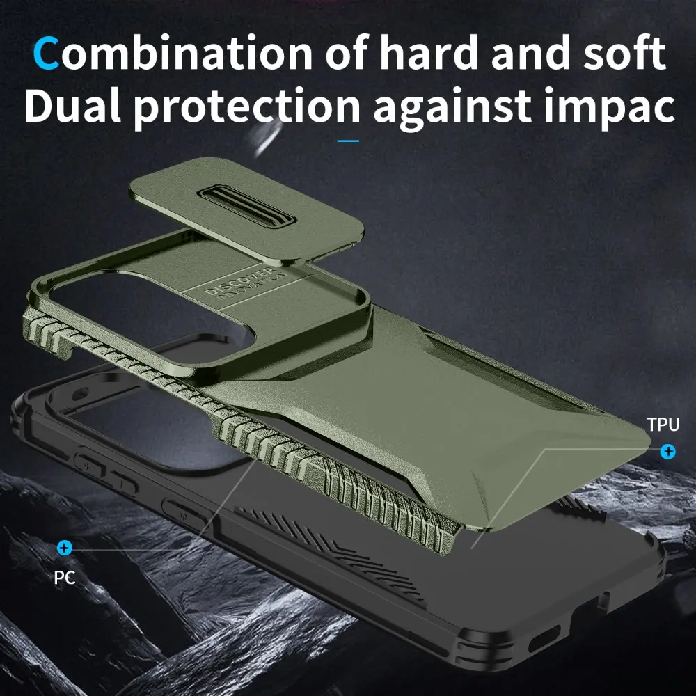 Samsung Galaxy S26 Hoesje Camera Slider Back Cover Schokbestendig Groen afbeelding 9