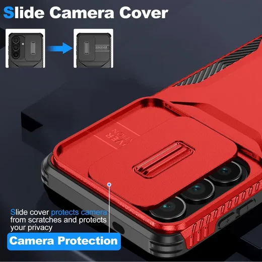 Samsung Galaxy S26 Hoesje Camera Slider Back Cover Schokbestendig Rood afbeelding 5