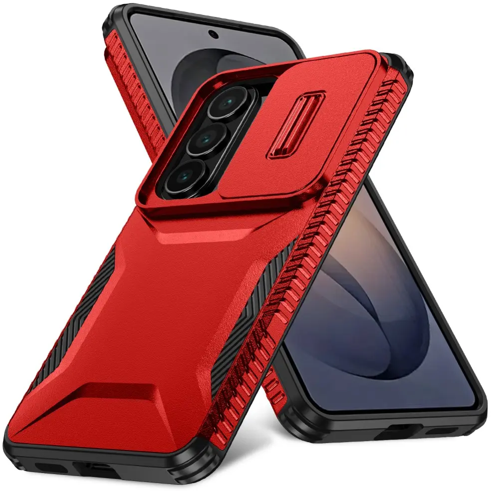 Samsung Galaxy S26 Hoesje Camera Slider Back Cover Schokbestendig Rood afbeelding 2