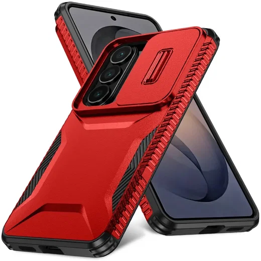 Samsung Galaxy S26 Hoesje Camera Slider Back Cover Schokbestendig Rood afbeelding 2