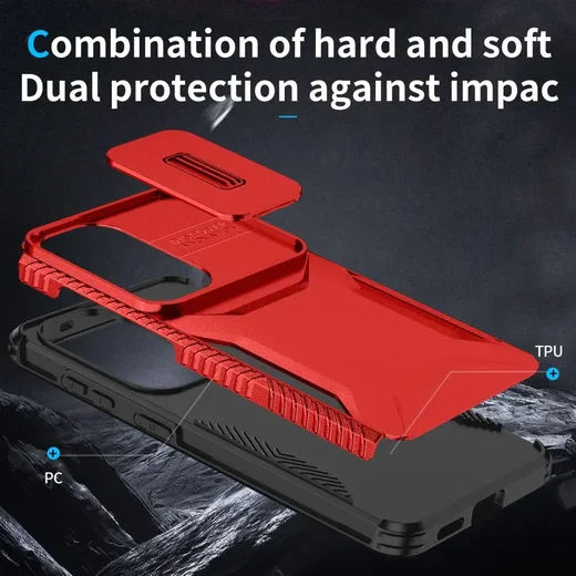 Samsung Galaxy S26 Hoesje Camera Slider Back Cover Schokbestendig Rood afbeelding 9
