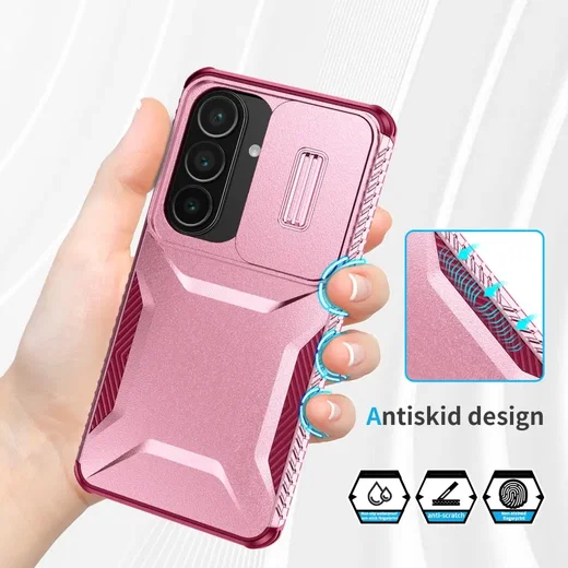 Samsung Galaxy S26 Hoesje Camera Slider Back Cover Schokbestendig Roze afbeelding 7