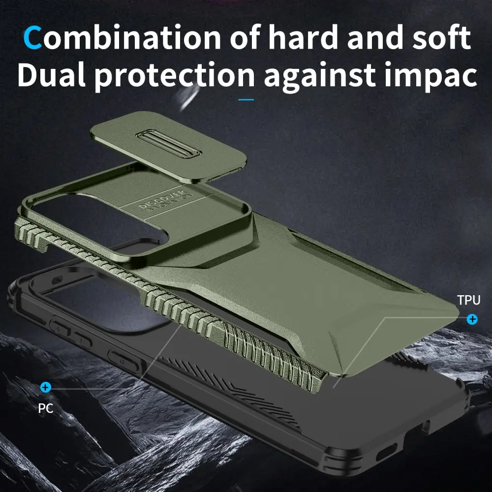 Samsung Galaxy S26 Plus Hoesje Camera Slider Back Cover Schokbestendig Groen afbeelding 9