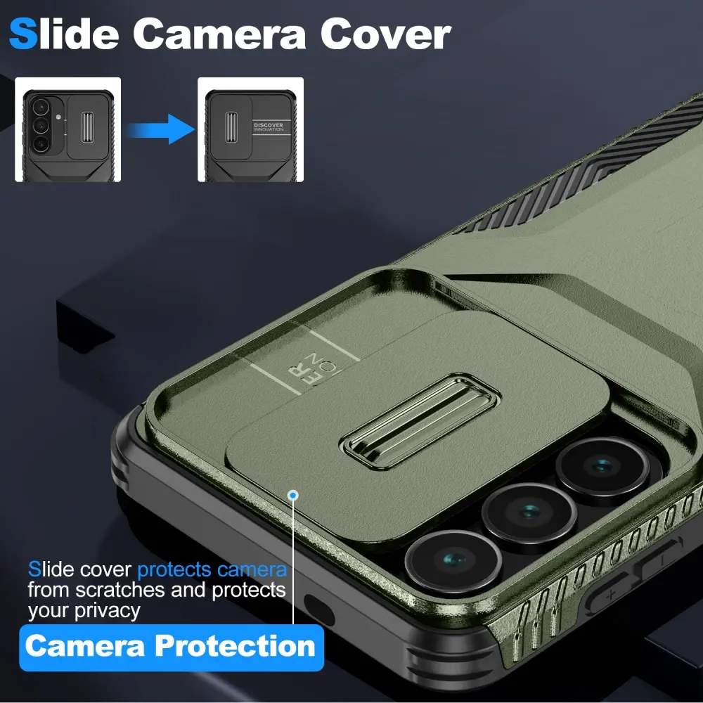 Samsung Galaxy S26 Plus Hoesje Camera Slider Back Cover Schokbestendig Groen afbeelding 5