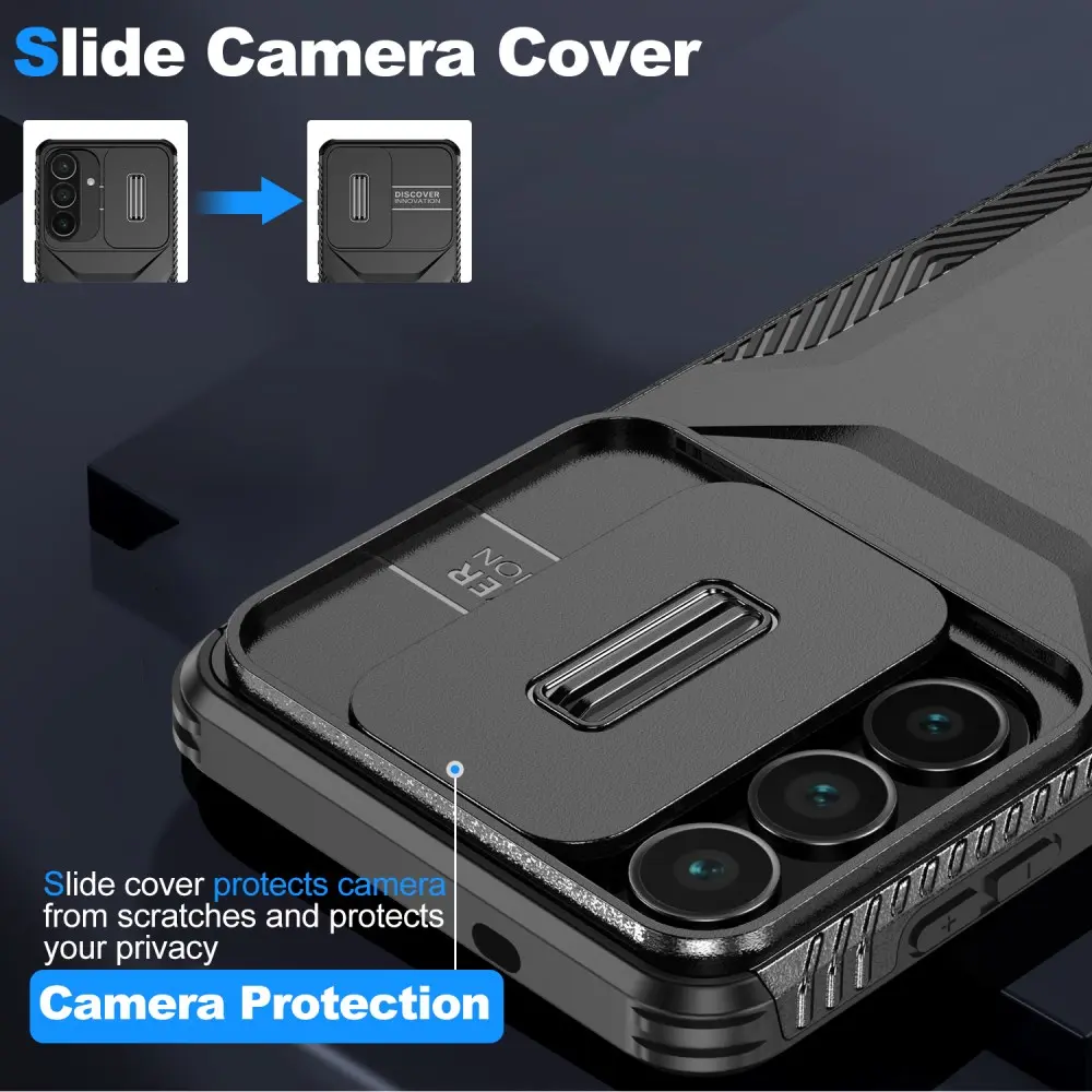 Samsung Galaxy S26 Plus Hoesje Camera Slider Back Cover Schokbestendig Zwart afbeelding 5