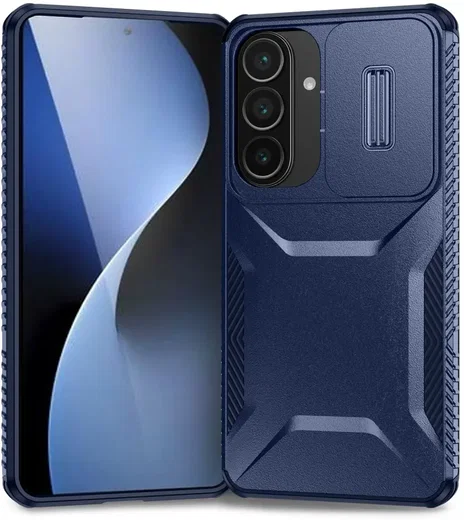 Samsung Galaxy S26 Plus Hoesje Camera Slider Back Cover Schokbestendig Blauw afbeelding 2