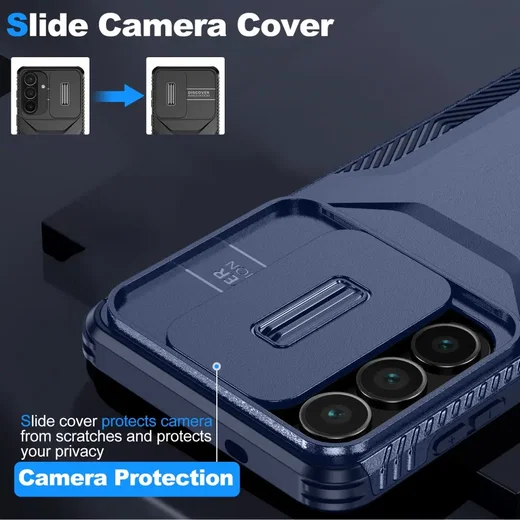 Samsung Galaxy S26 Plus Hoesje Camera Slider Back Cover Schokbestendig Blauw afbeelding 5