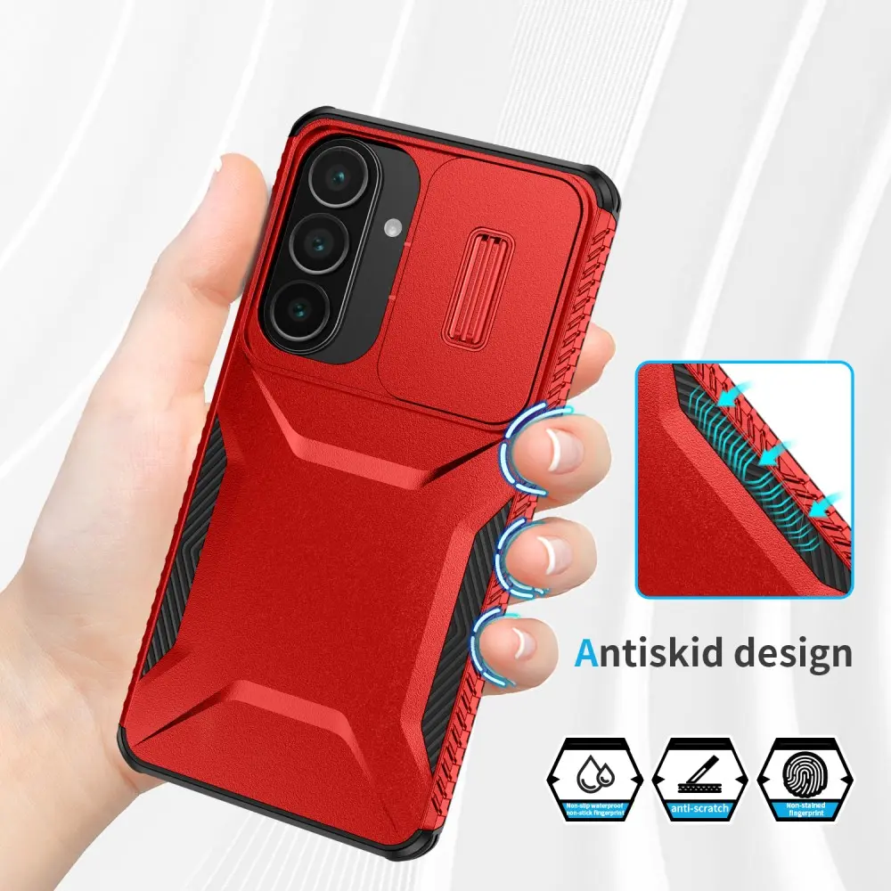 Samsung Galaxy S26 Plus Hoesje Camera Slider Back Cover Schokbestendig Rood afbeelding 7
