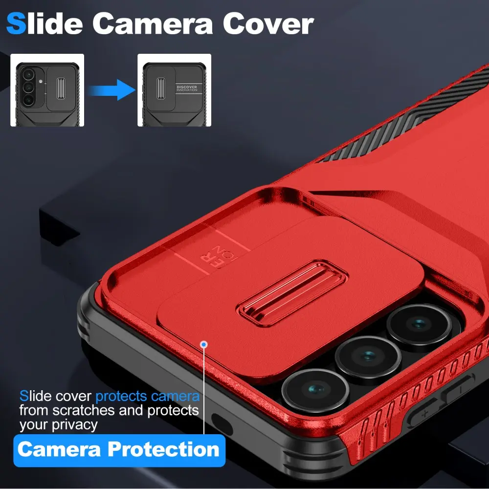 Samsung Galaxy S26 Plus Hoesje Camera Slider Back Cover Schokbestendig Rood afbeelding 5