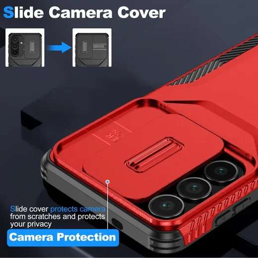 Samsung Galaxy S26 Plus Hoesje Camera Slider Back Cover Schokbestendig Rood afbeelding 5