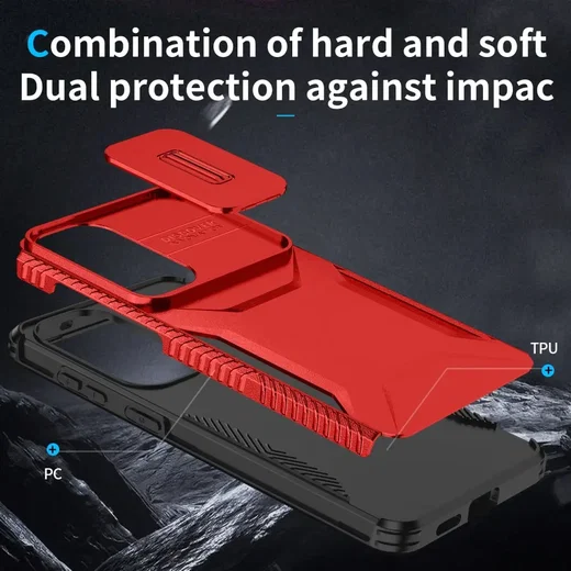 Samsung Galaxy S26 Plus Hoesje Camera Slider Back Cover Schokbestendig Rood afbeelding 9