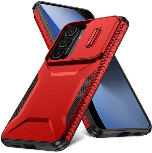 Samsung Galaxy S26 Plus Hoesje Camera Slider Back Cover Schokbestendig Rood afbeelding 1