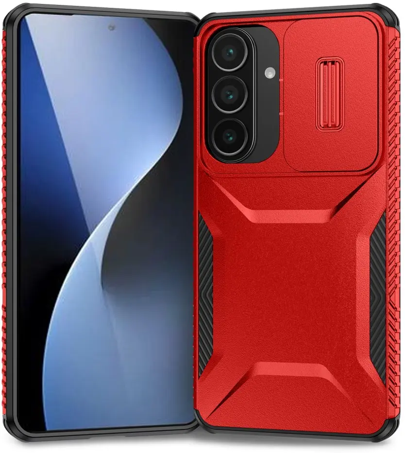 Samsung Galaxy S26 Plus Hoesje Camera Slider Back Cover Schokbestendig Rood afbeelding 2