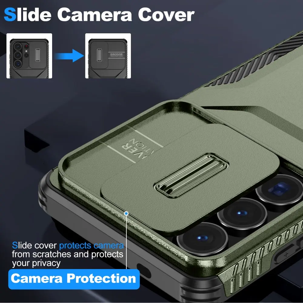 Samsung Galaxy S26 Ultra Hoesje Camera Slider Back Cover Schokbestendig Groen afbeelding 5