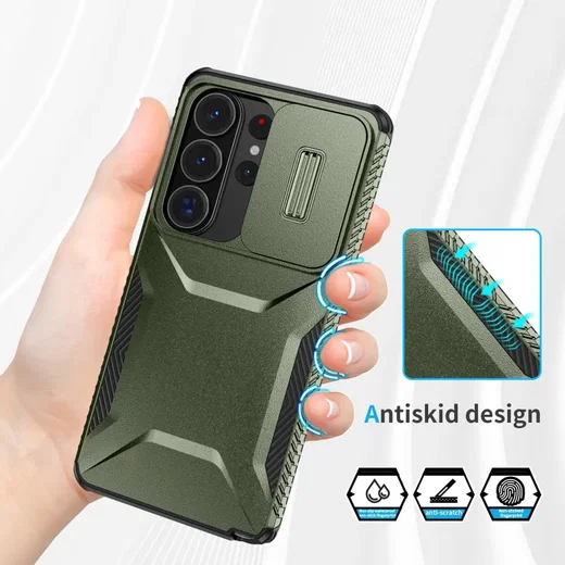 Samsung Galaxy S26 Ultra Hoesje Camera Slider Back Cover Schokbestendig Groen afbeelding 7