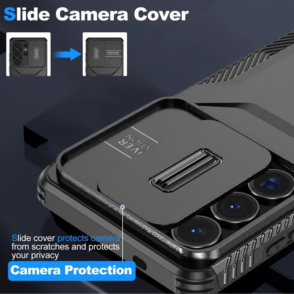 Samsung Galaxy S26 Ultra Hoesje Camera Slider Back Cover Schokbestendig Zwart afbeelding 5
