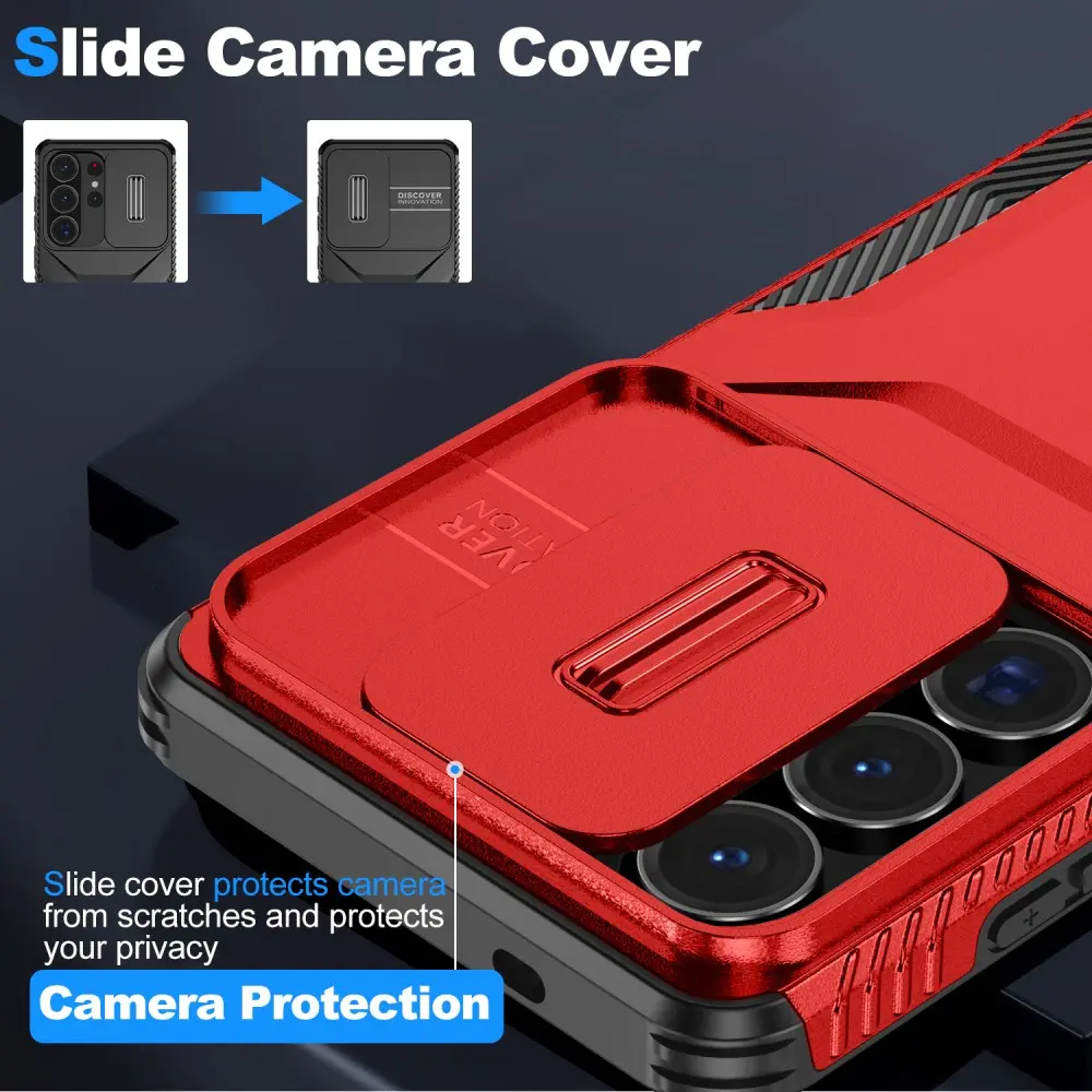 Samsung Galaxy S26 Ultra Hoesje Camera Slider Back Cover Schokbestendig Rood afbeelding 5