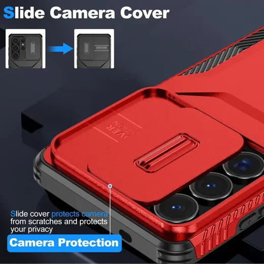 Samsung Galaxy S26 Ultra Hoesje Camera Slider Back Cover Schokbestendig Rood afbeelding 5