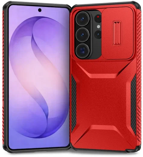 Samsung Galaxy S26 Ultra Hoesje Camera Slider Back Cover Schokbestendig Rood afbeelding 2