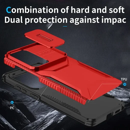 Samsung Galaxy S26 Ultra Hoesje Camera Slider Back Cover Schokbestendig Rood afbeelding 9