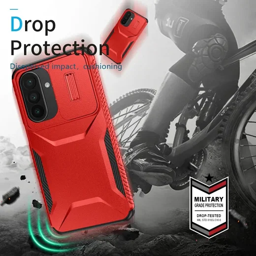Samsung Galaxy A27 Hoesje Camera Slider Back Cover Schokbestendig Rood afbeelding 10