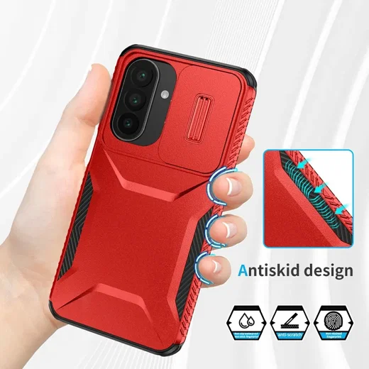 Samsung Galaxy A27 Hoesje Camera Slider Back Cover Schokbestendig Rood afbeelding 6