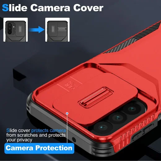 Samsung Galaxy A27 Hoesje Camera Slider Back Cover Schokbestendig Rood afbeelding 5