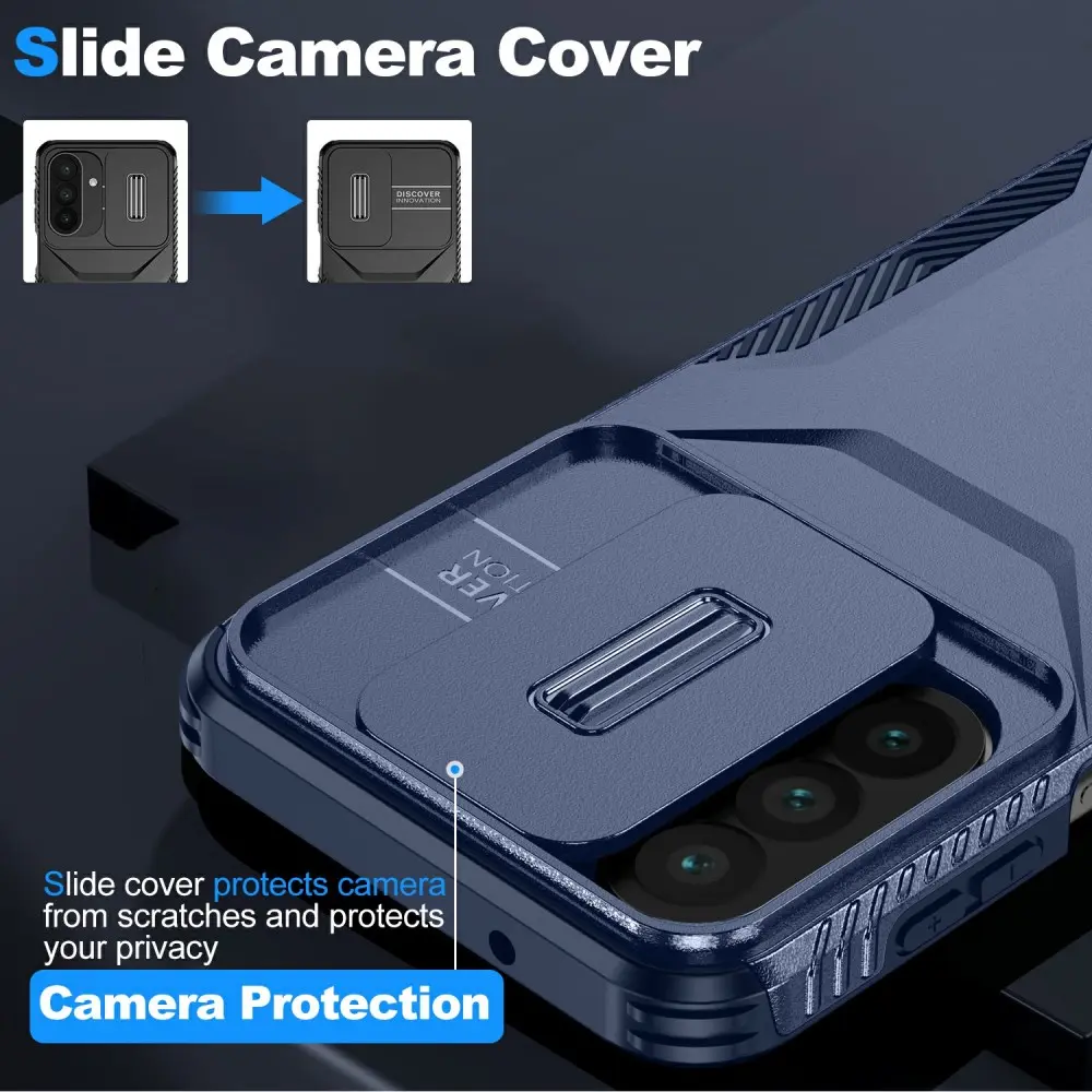 Samsung Galaxy A27 Hoesje Camera Slider Back Cover Schokbestendig Blauw afbeelding 5