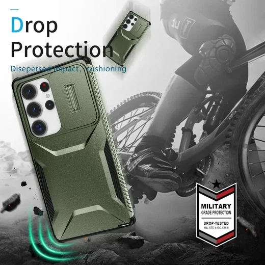 Samsung Galaxy S25 Ultra Hoesje Camera Slider Back Cover Schokbestendig Groen afbeelding 10