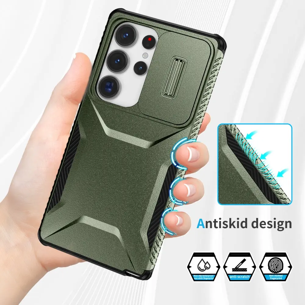 Samsung Galaxy S25 Ultra Hoesje Camera Slider Back Cover Schokbestendig Groen afbeelding 6