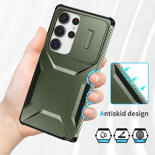 Samsung Galaxy S25 Ultra Hoesje Camera Slider Back Cover Schokbestendig Groen afbeelding 6