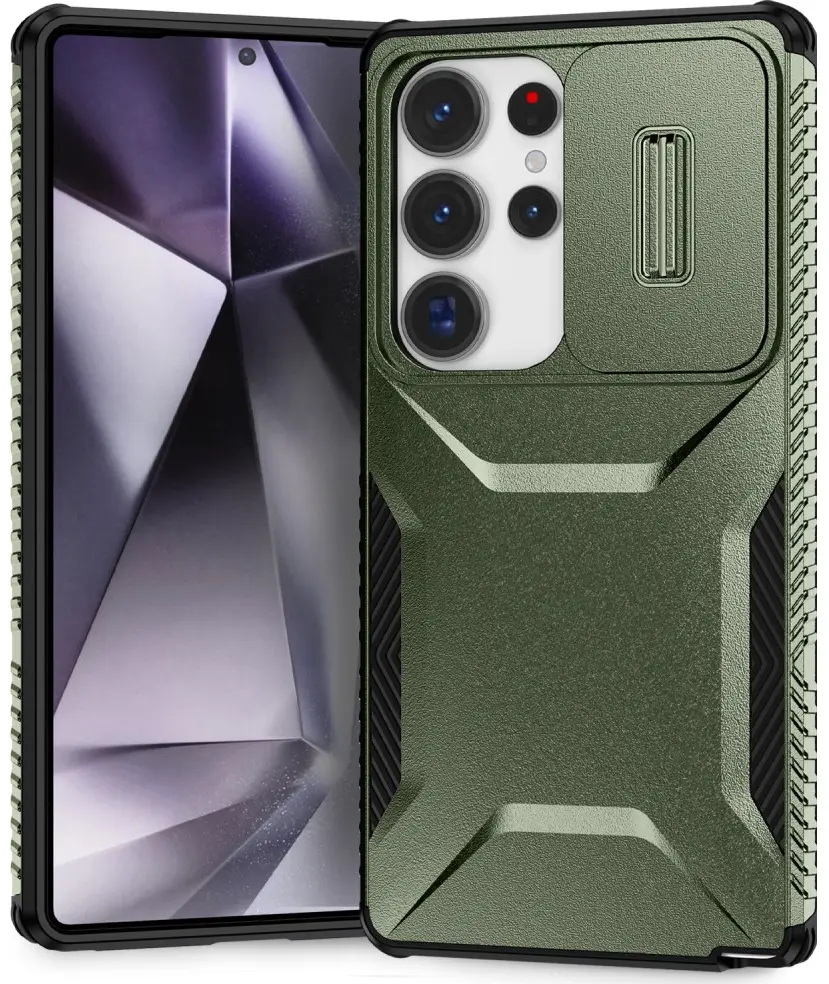 Samsung Galaxy S25 Ultra Hoesje Camera Slider Back Cover Schokbestendig Groen afbeelding 1