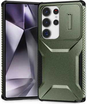 Samsung Galaxy S25 Ultra Hoesje Camera Slider Back Cover Schokbestendig Groen