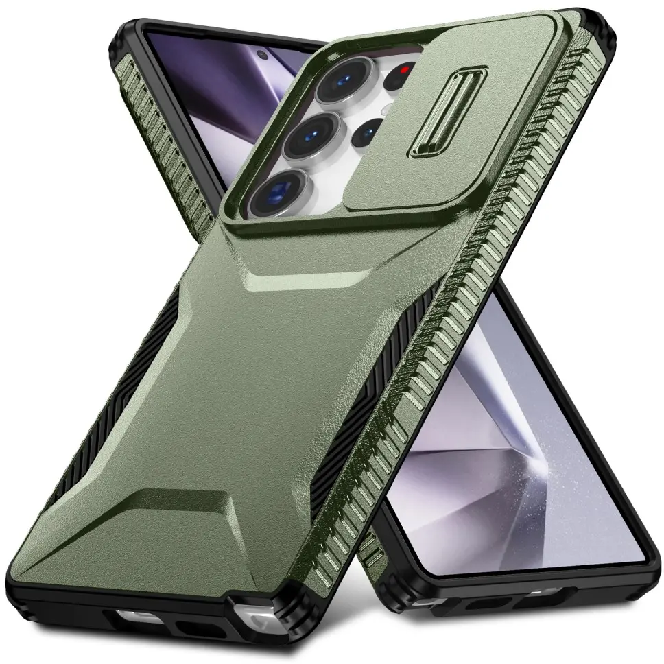 Samsung Galaxy S25 Ultra Hoesje Camera Slider Back Cover Schokbestendig Groen afbeelding 2