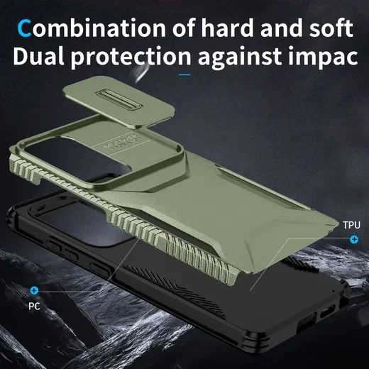 Samsung Galaxy S25 Ultra Hoesje Camera Slider Back Cover Schokbestendig Groen afbeelding 9